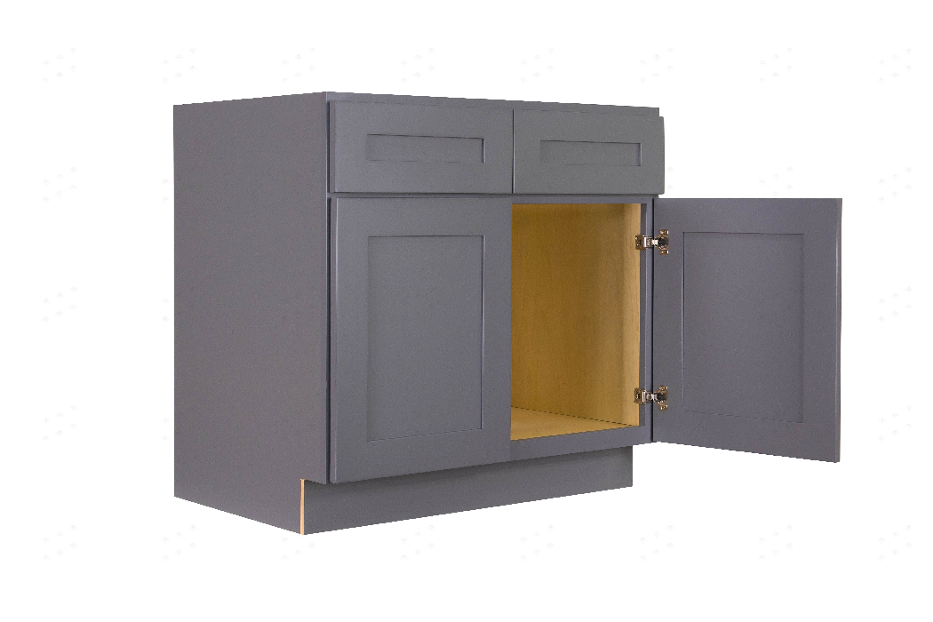 Lancaster Gray Sink Base Cabinet 2 Dummy Drawer 2 Doors