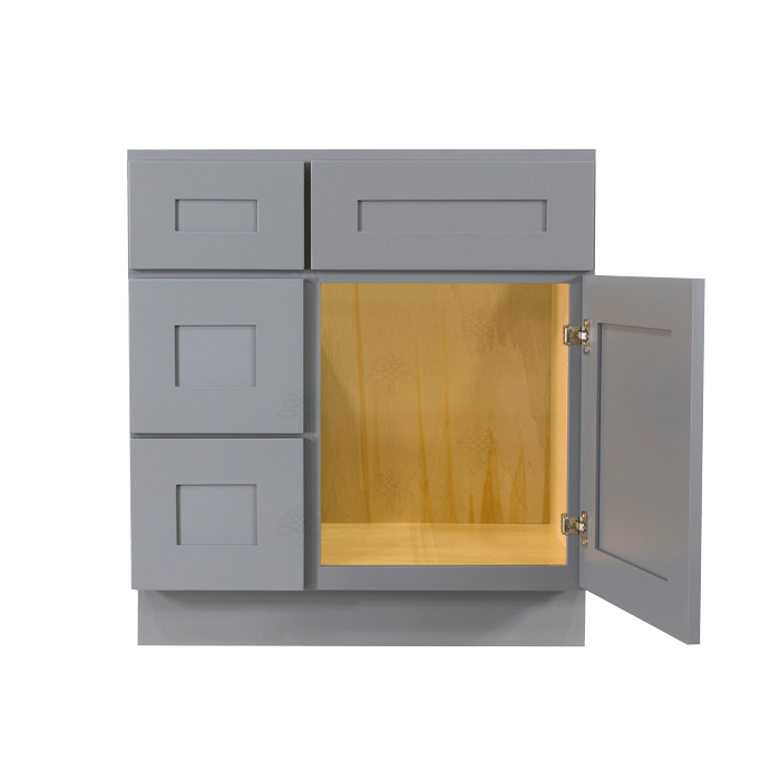 Lancaster Gray Vanity Sink Base Cabinet 1 Dummy Drawer 1 Door (Left)