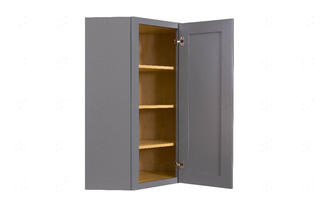 Lancaster Gray Wall Diagonal Corner 1 Door 3 Adjustable Shelves