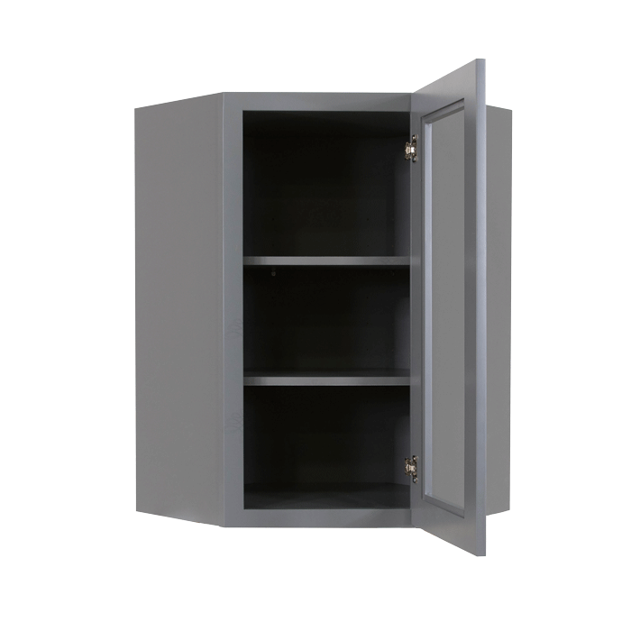 Lancaster Gray Wall Diagonal Mullion Door Cabinet 1 Door 2 Adjustable Shelves Glass not Included