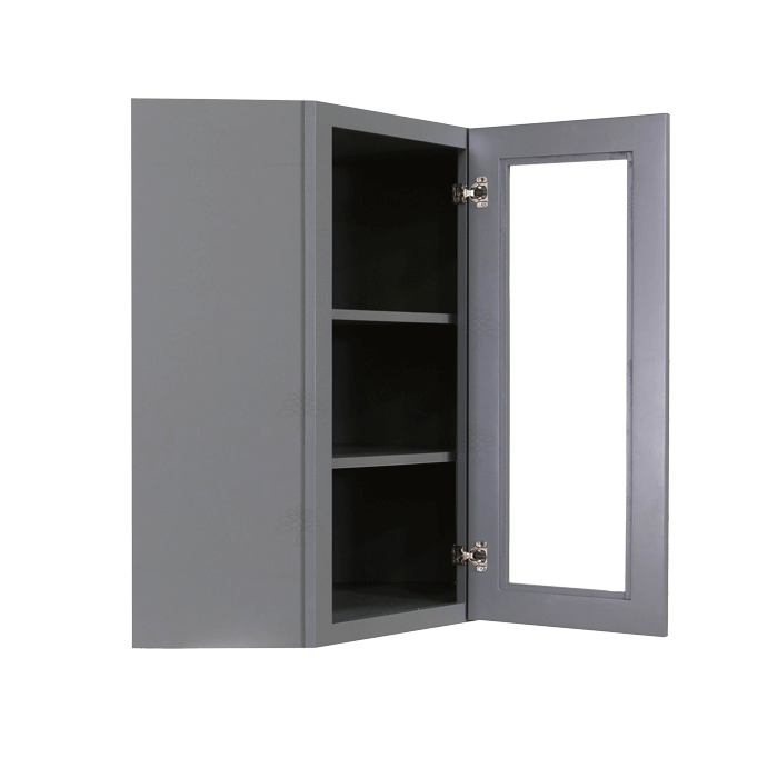 Lancaster Gray Wall Diagonal Mullion Door Cabinet 1 Door 2 Adjustable Shelves Glass not Included