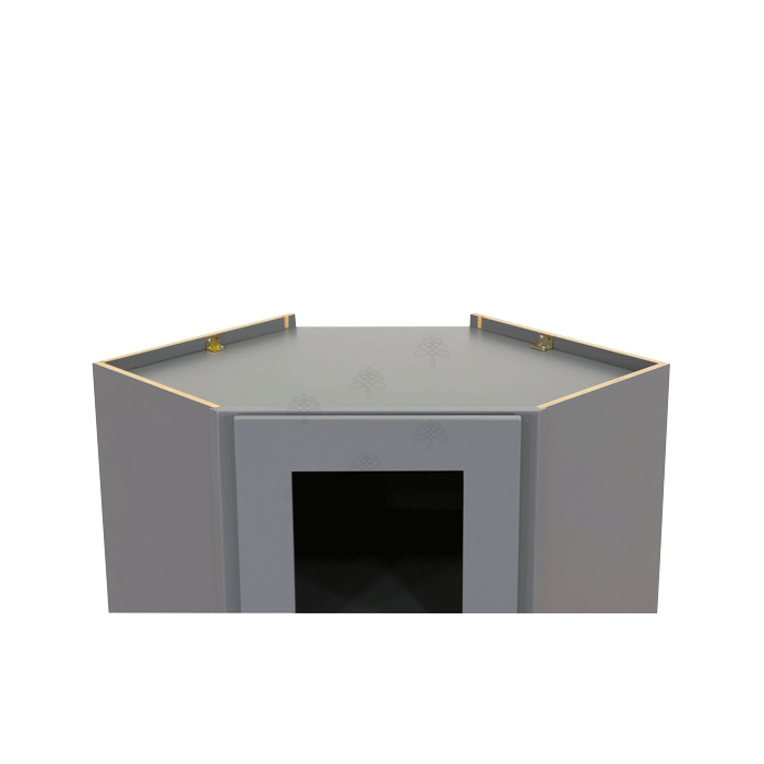 Lancaster Gray Wall Diagonal Mullion Door Cabinet 1 Door 2 Adjustable Shelves Glass not Included
