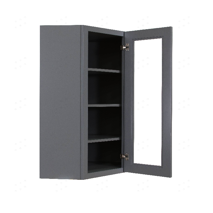Lancaster Gray Wall Diagonal Mullion Door Cabinet 1 Door 3 Adjustable Shelves Glass not Included