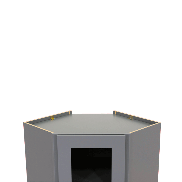 Lancaster Gray Wall Diagonal Mullion Door Cabinet 1 Door 3 Adjustable Shelves Glass not Included