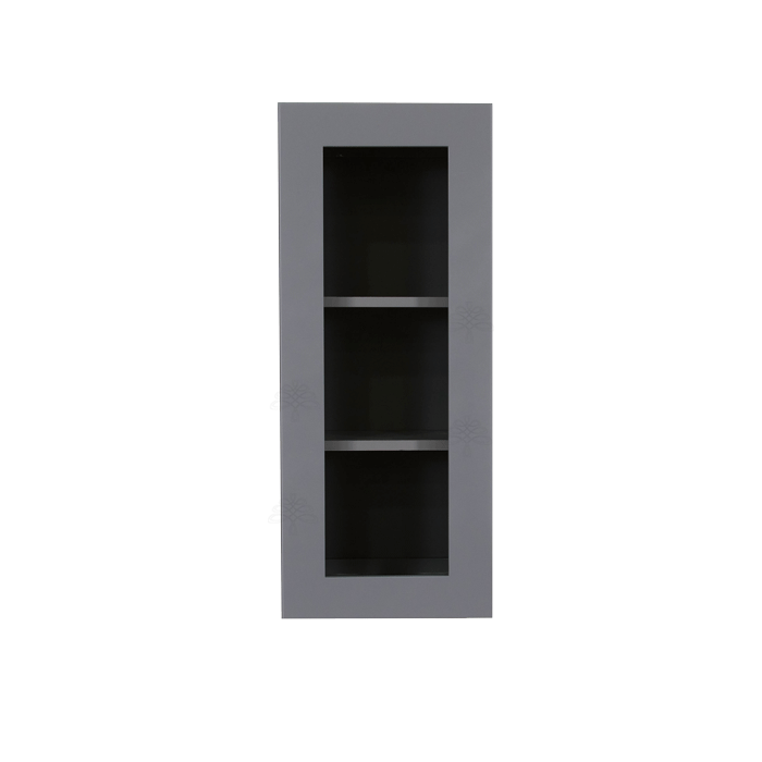Lancaster Gray Wall Mullion Door Cabinet 1 Door 2 Adjustable Shelves Glass not Included