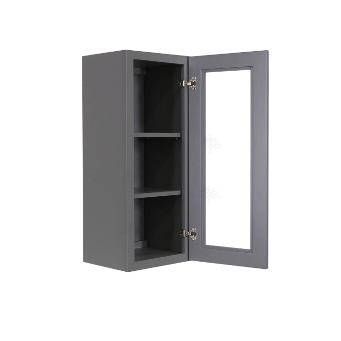 Lancaster Gray Mullion Door Cabinet 1 Door 2 Adjustable Shelves Glass not Included