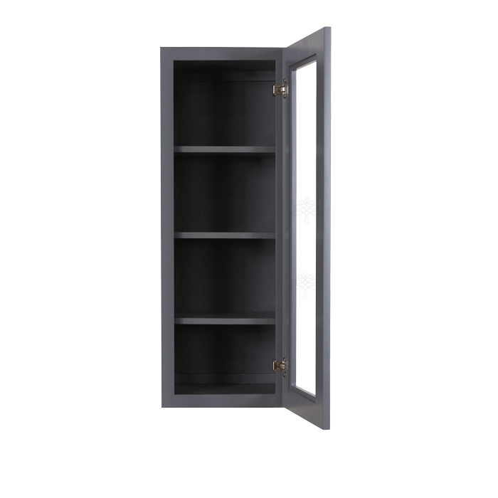 Lancaster Gray Wall Mullion Door Cabinet 1 Door 3 Adjustable Shelves Glass not Included