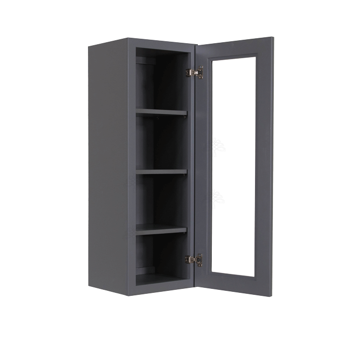 Lancaster Gray Wall Mullion Door Cabinet 1 Door 3 Adjustable Shelves Glass not Included