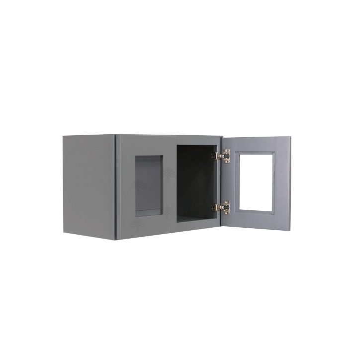 Lancaster Gray Wall Mullion Door Cabinet 2 Doors No Shelves Glass not inclued