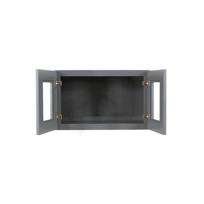 Lancaster Gray Wall Mullion Door Cabinet 2 Doors No Shelf Glass Not Included