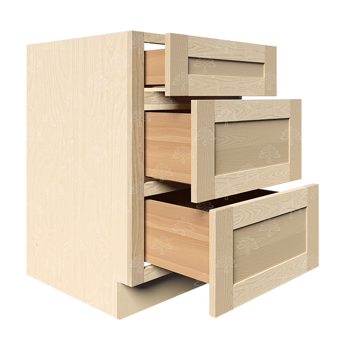 Lancaster Natural Shaker Base Cabinet with 3 Draws
