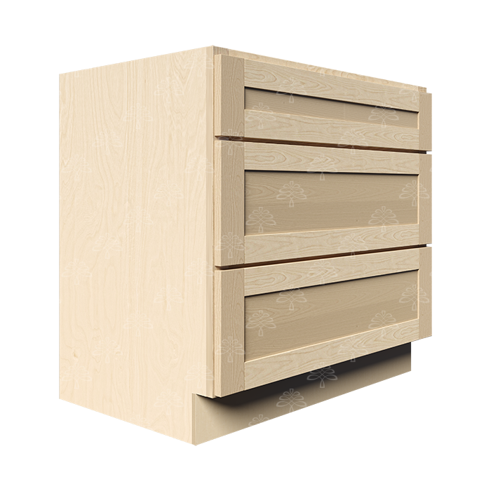 Lancaster Natural Shaker Base Cabinet with 3 Draws