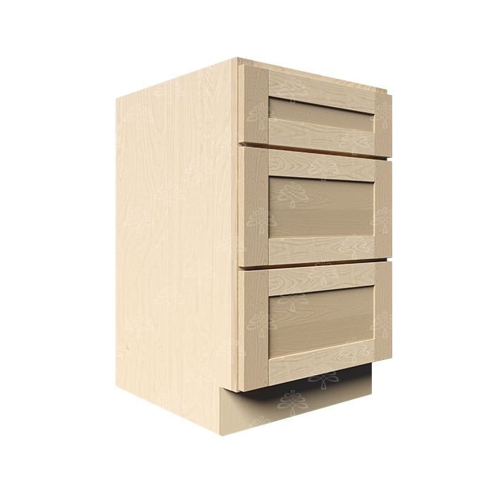 Lancaster Natural Shaker Vanity Draw Base Cabinet with 3 Drawers