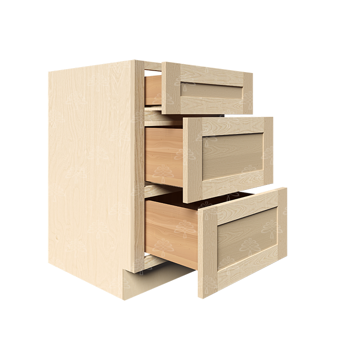Lancaster Natural Shaker Vanity Draw Base Cabinet with 3 Drawers