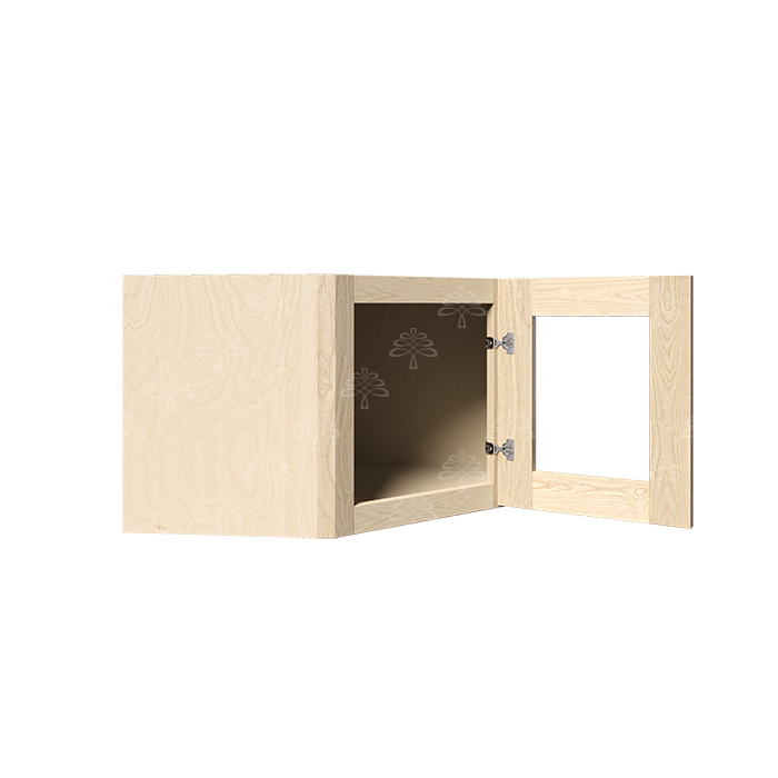 Lancaster Natural Shaker Wall Diagonal Mullion Door Cabinet