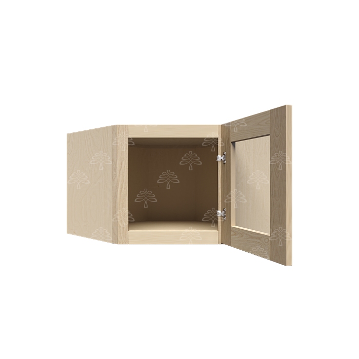 Lancaster Natural Shaker Wall Diagonal Mullion Door Cabinet