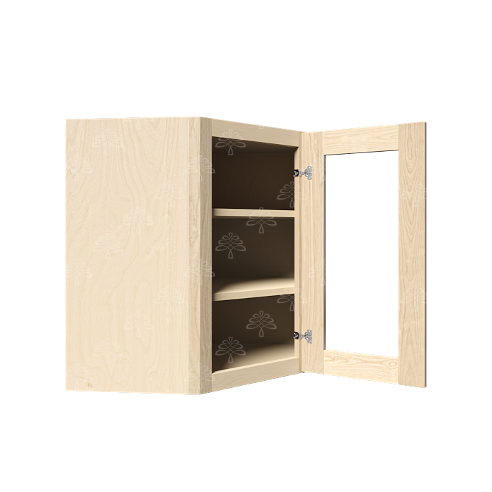 Lancaster Natural Shaker Wall Diagonal Mullion Door Cabinet