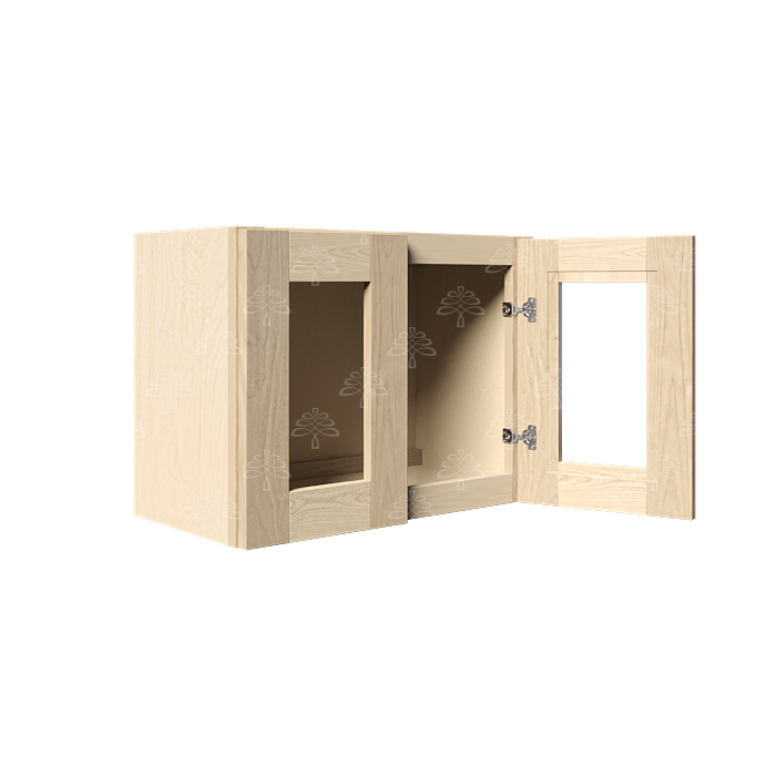 Lancaster Natural Shaker Wall Mullion Door Cabinet 2 Doors