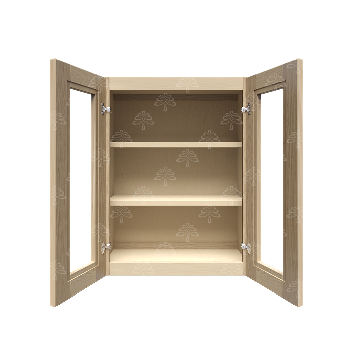Lancaster Natural Shaker Wall Mullion Door Cabinet 2 Doors