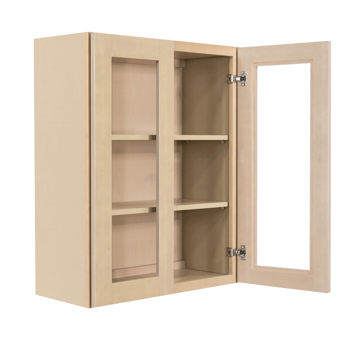 Lancaster Stone Wash Wall Mullion Door Cabinet 2 Doors 2 Adjustable Shelves Glass not Included
