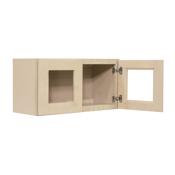 Lancaster Stone Wash Wall Mullion Door Cabinet 2 Doors No Shelf Glass Not Included