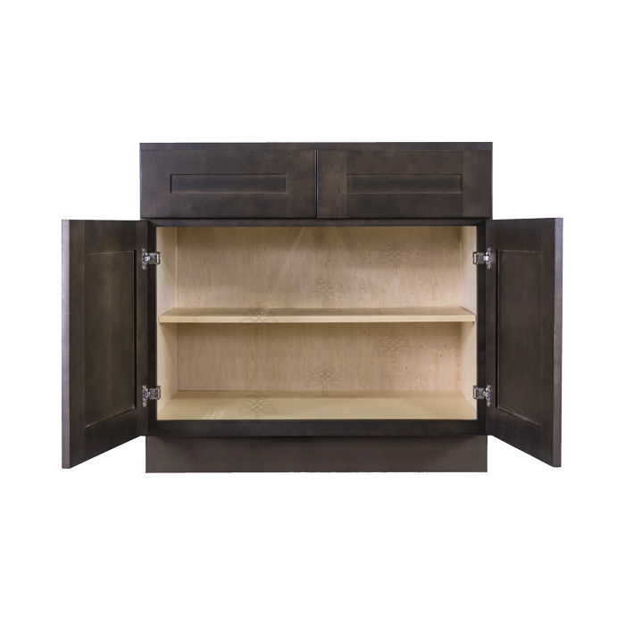 Lancaster Vintage Charcoal Base Cabinet 2 Drawers 2 Doors 1 Adjustable Shelf