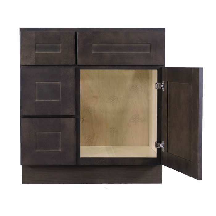 Lancaster Vintage Charcoal Vanity Sink Base Cabinet 1 Dummy Drawer 1 Door (Left)