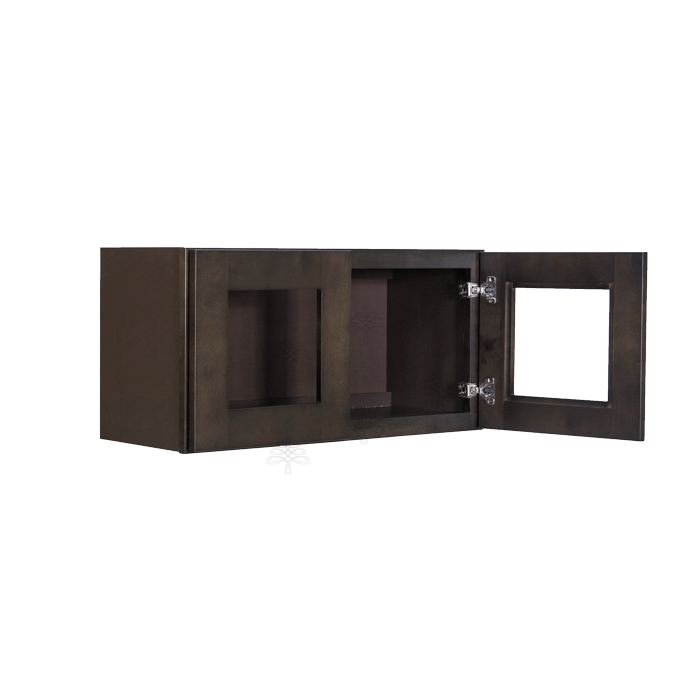 Lancaster Vintage Charcoal Wall Mullion Door Cabinet 2 Doors No Shelves Glass not inclued