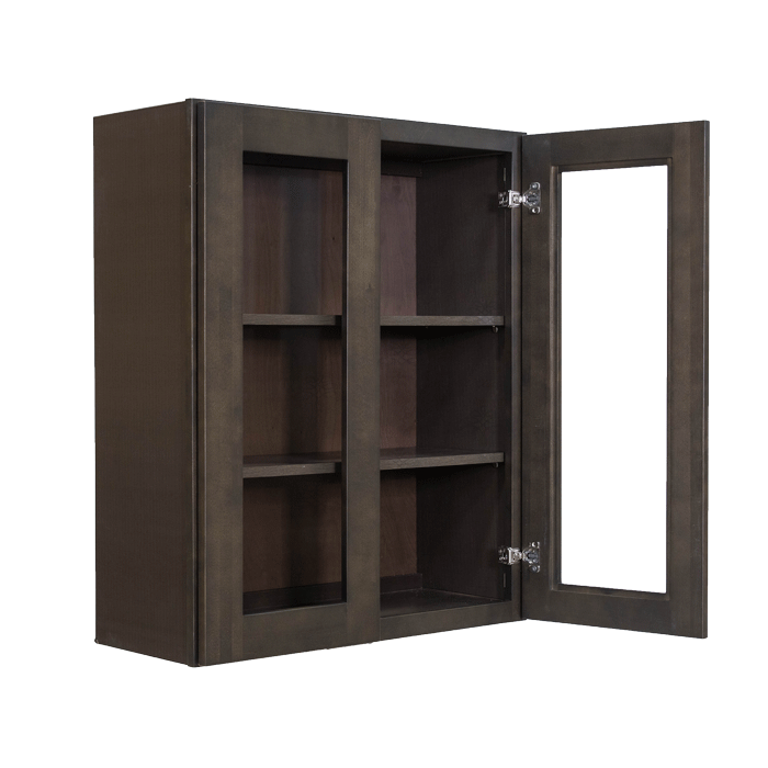 Lancaster Vintage Charcoal Wall Mullion Door Cabinet 2 Doors 2 Adjustable Shelves Glass not Included