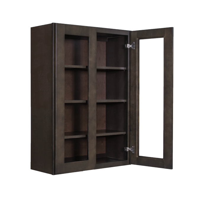 Lancaster Vintage Charcoal Wall Mullion Door Cabinet 2 Doors 3 Adjustable Shelves Glass not Included
