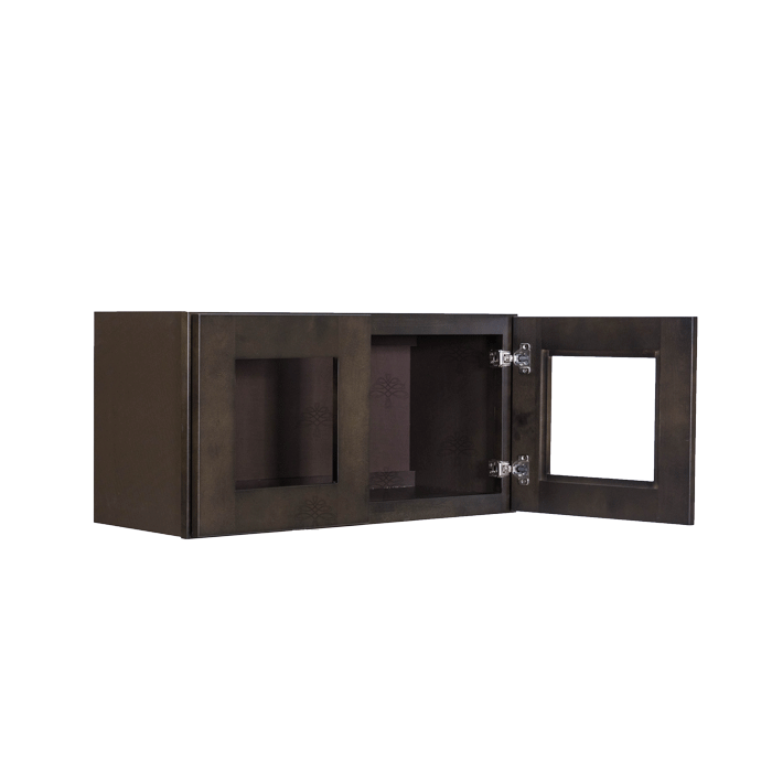 Lancaster Vintage Charcoal Wall Mullion Door Cabinet 2 Doors No Shelf Glass Not Included