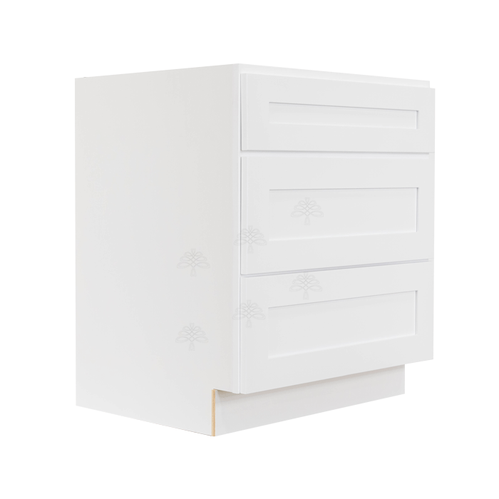 Lancaster Shaker White Base Drawer Cabinet 3 Drawers