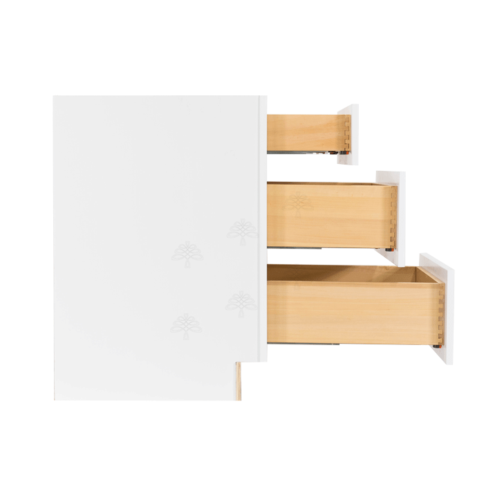 Lancaster Shaker White Base Drawer Cabinet 3 Drawers