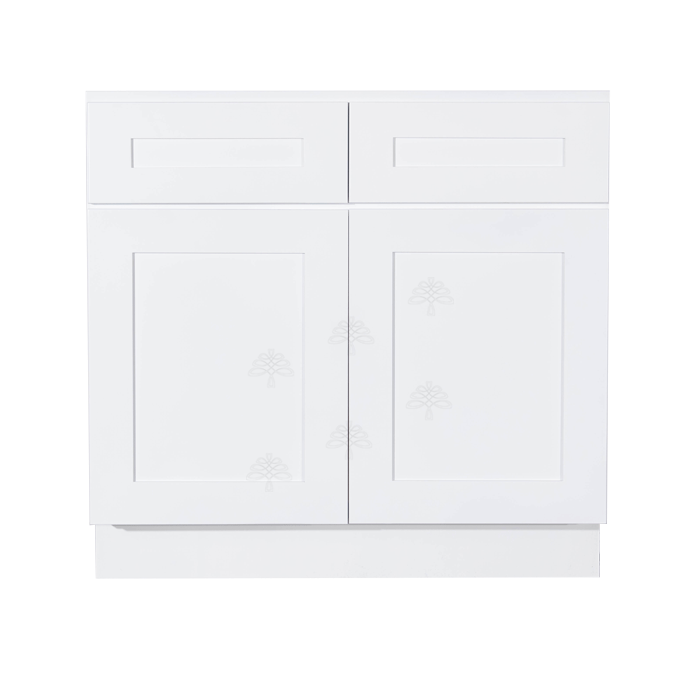 Lancaster Shaker White Sink Base Cabinet 2 Dummy Drawers 2 Doors