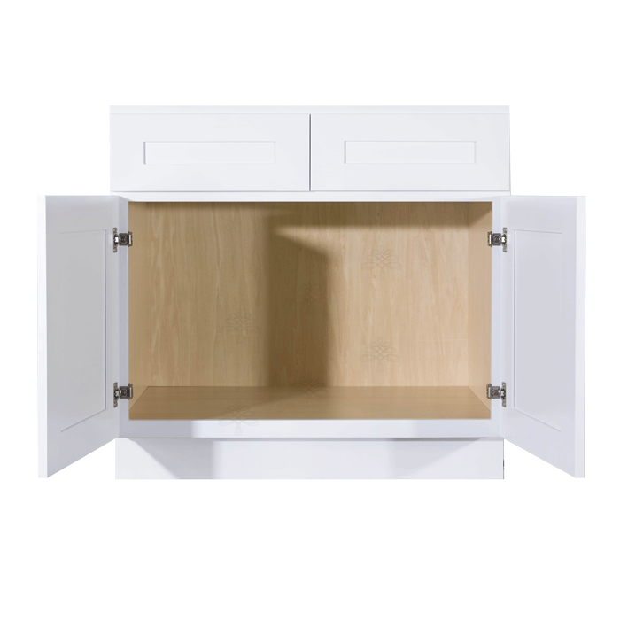Lancaster Shaker White Sink Base Cabinet 2 Dummy Drawers 2 Doors