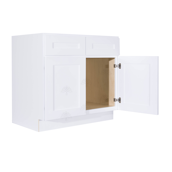Lancaster Shaker White Sink Base Cabinet 2 Dummy Drawers 2 Doors