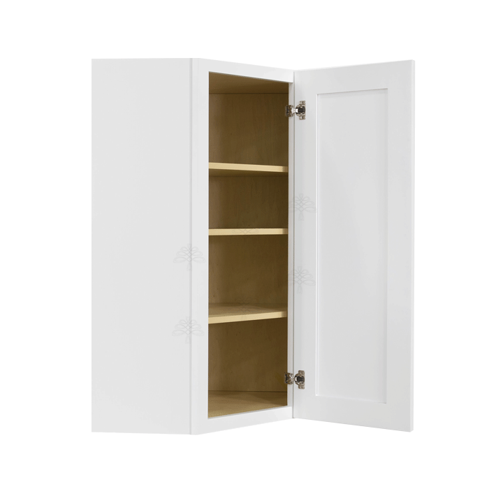 Lancaster Shaker White Wall Diagonal Corner 1 Door 3 Adjustable Shelves