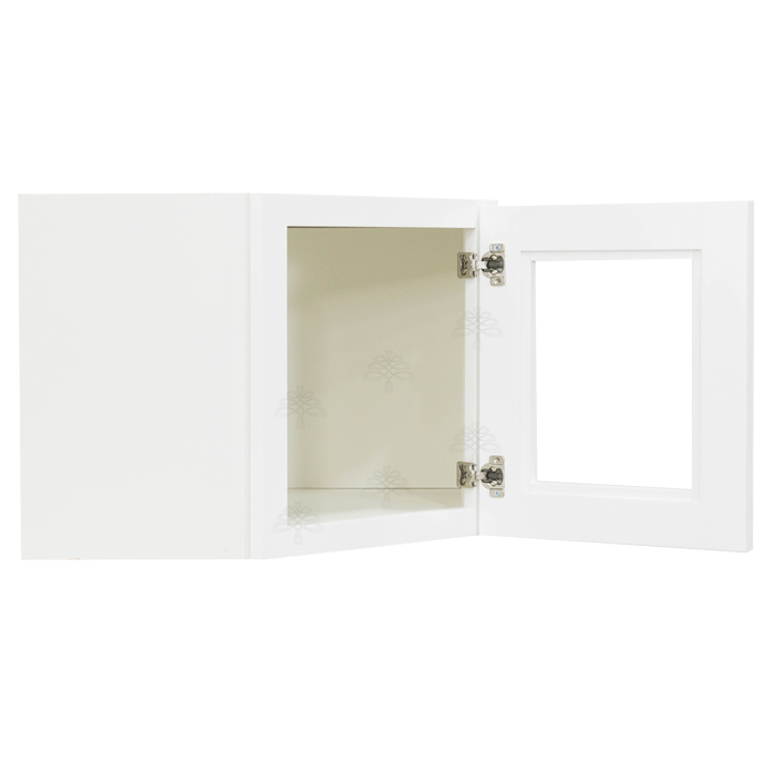 Lancaster White Wall Diagonal Mullion Door Cabinet 1 Door No Shelf Glass Not Included