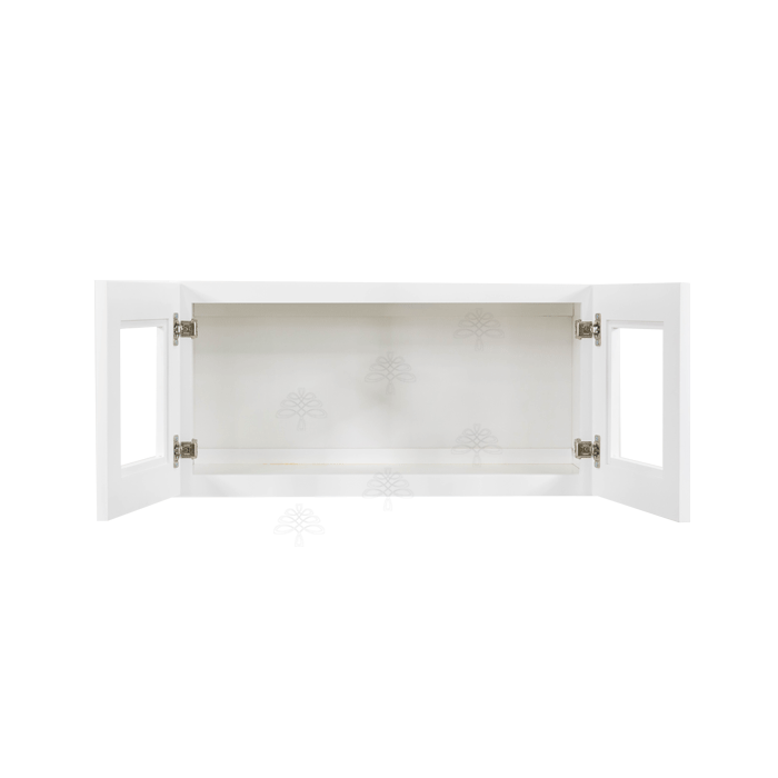 Lancaster White Wall Mullion Door Cabinet 2 Doors No Shelf Glass Not Included