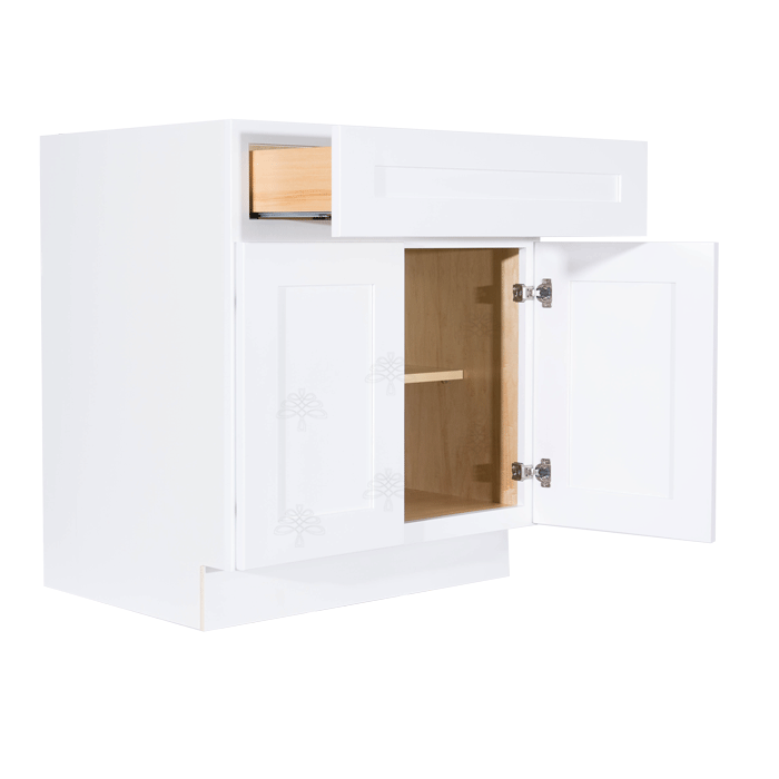 Lancaster Shaker White Base Cabinet 1 Drawer 2 Doors 1 Adjustable Shelf