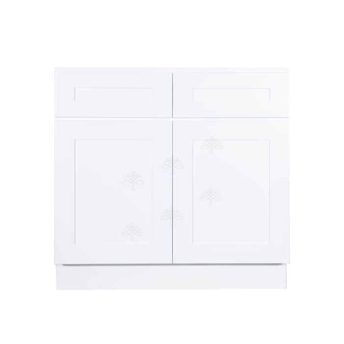 Lancaster Shaker White Base Cabinet 2 Drawers 2 Doors 1 Adjustable Shelf