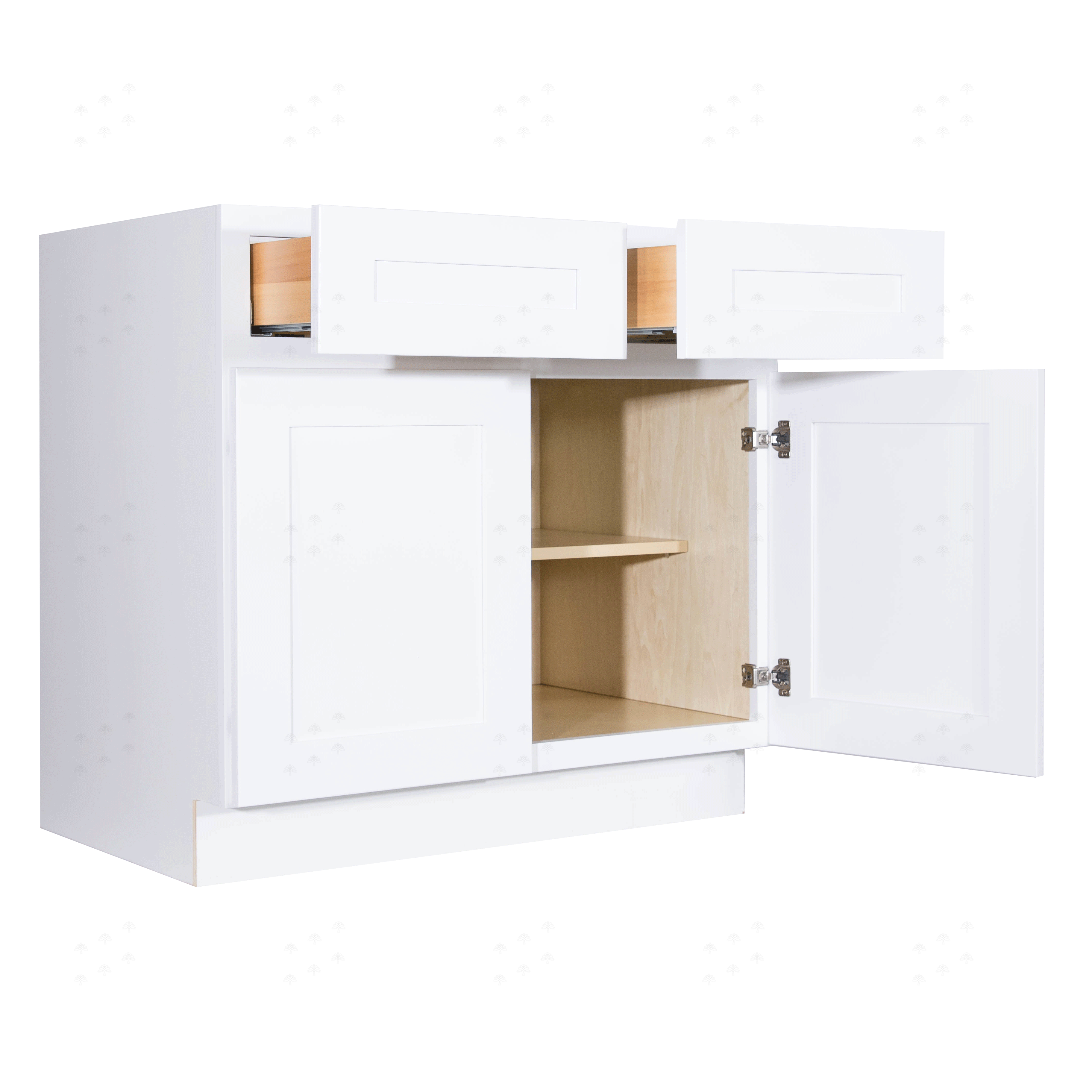 Lancaster Shaker White Base Cabinet 2 Drawers 2 Doors 1 Adjustable Shelf