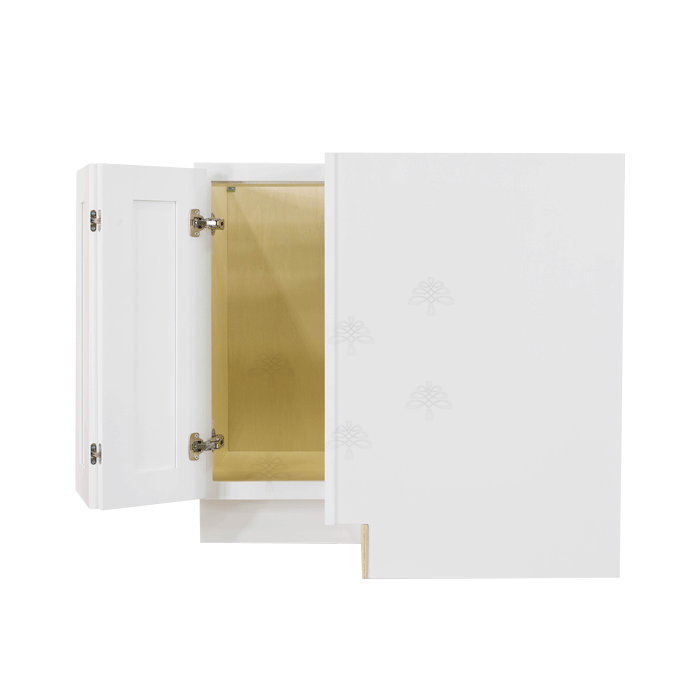 Lancaster Shaker White Lazy Susan Base Cabinet 2 Full Height Folding Doors