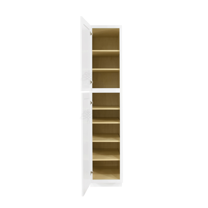 Lancaster Shaker White Tall Pantry 1 Upper Door and 1 Lower Door