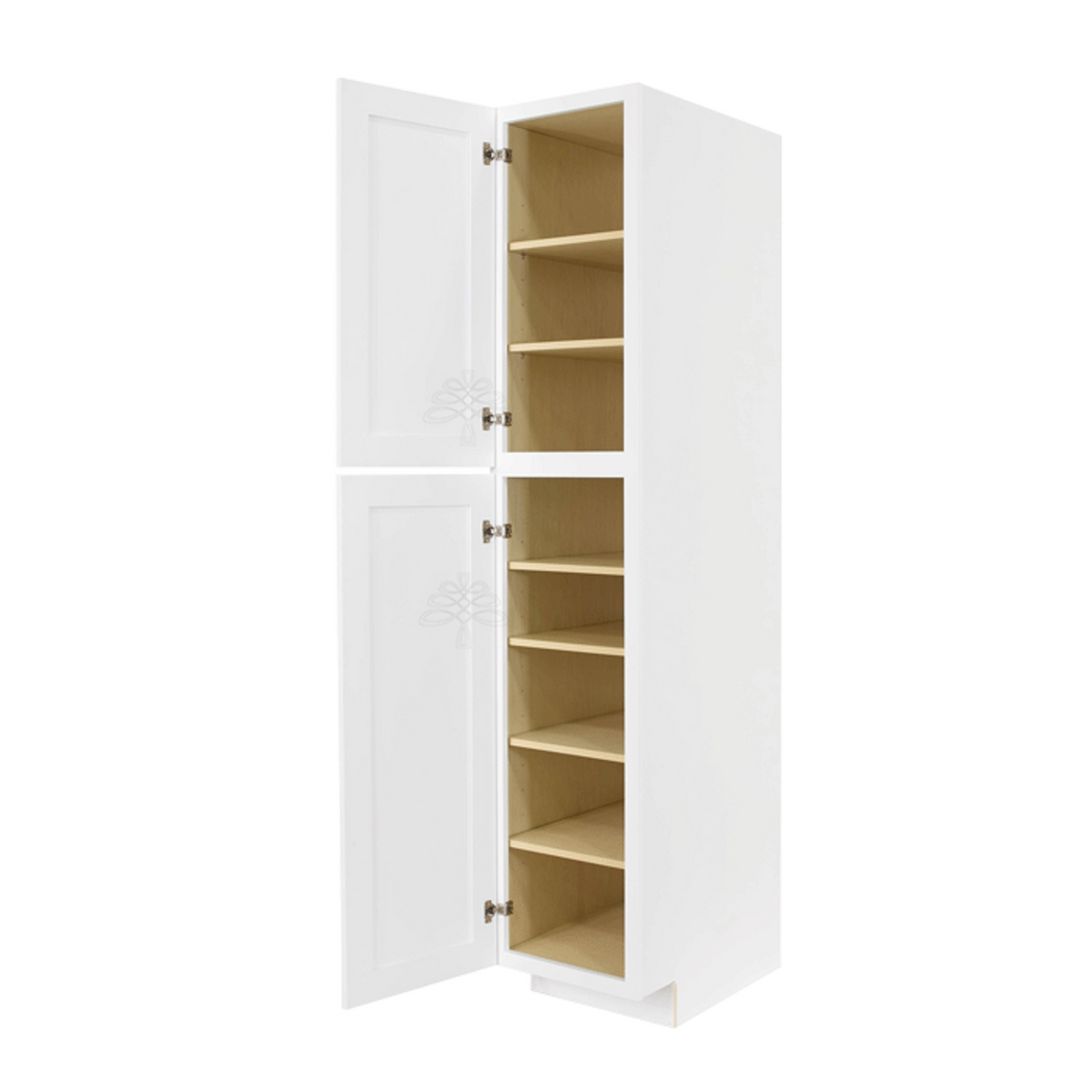 Lancaster Shaker White Tall Pantry 1 Upper Door and 1 Lower Door