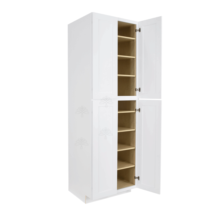Lancaster Shaker White Tall Pantry 2 Upper Doors and 2 Lower Doors