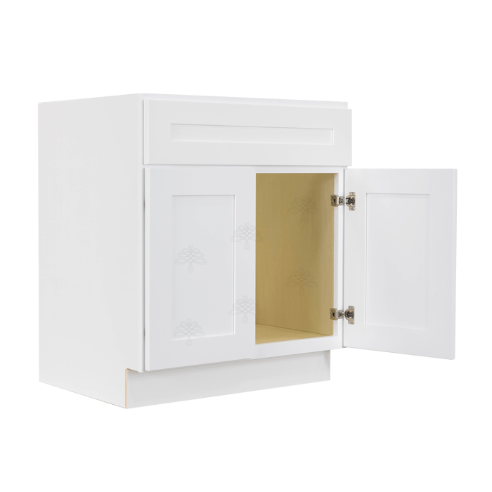 Lancaster Shaker White Sink Base Cabinet 1 Dummy Drawer 2 Doors