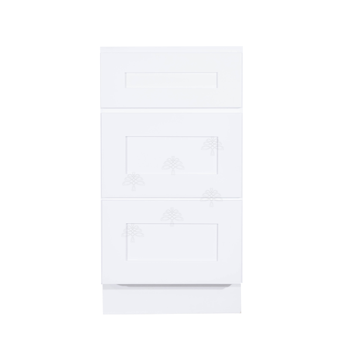 Lancaster Shaker White Vanity Drawer Base Cabinet 3 Drawers