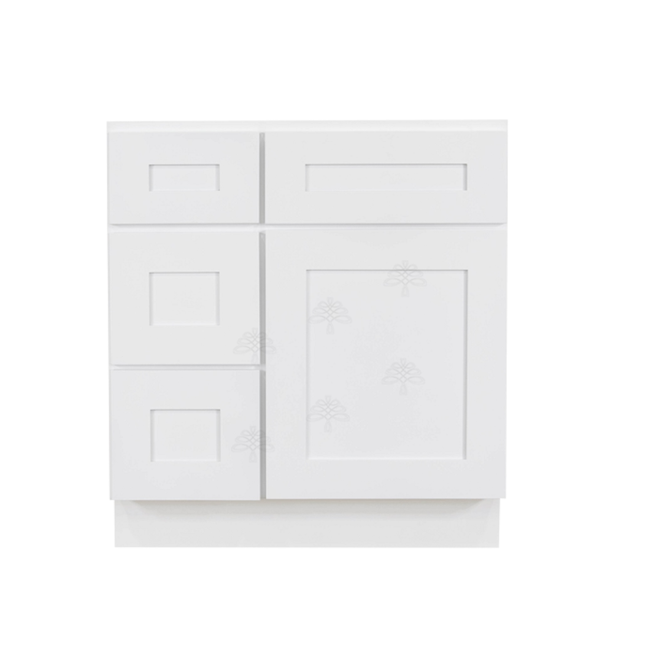 Lancaster Shaker White Vanity Sink Base Cabinet 1 Dummy Drawer 1 Door Leftside