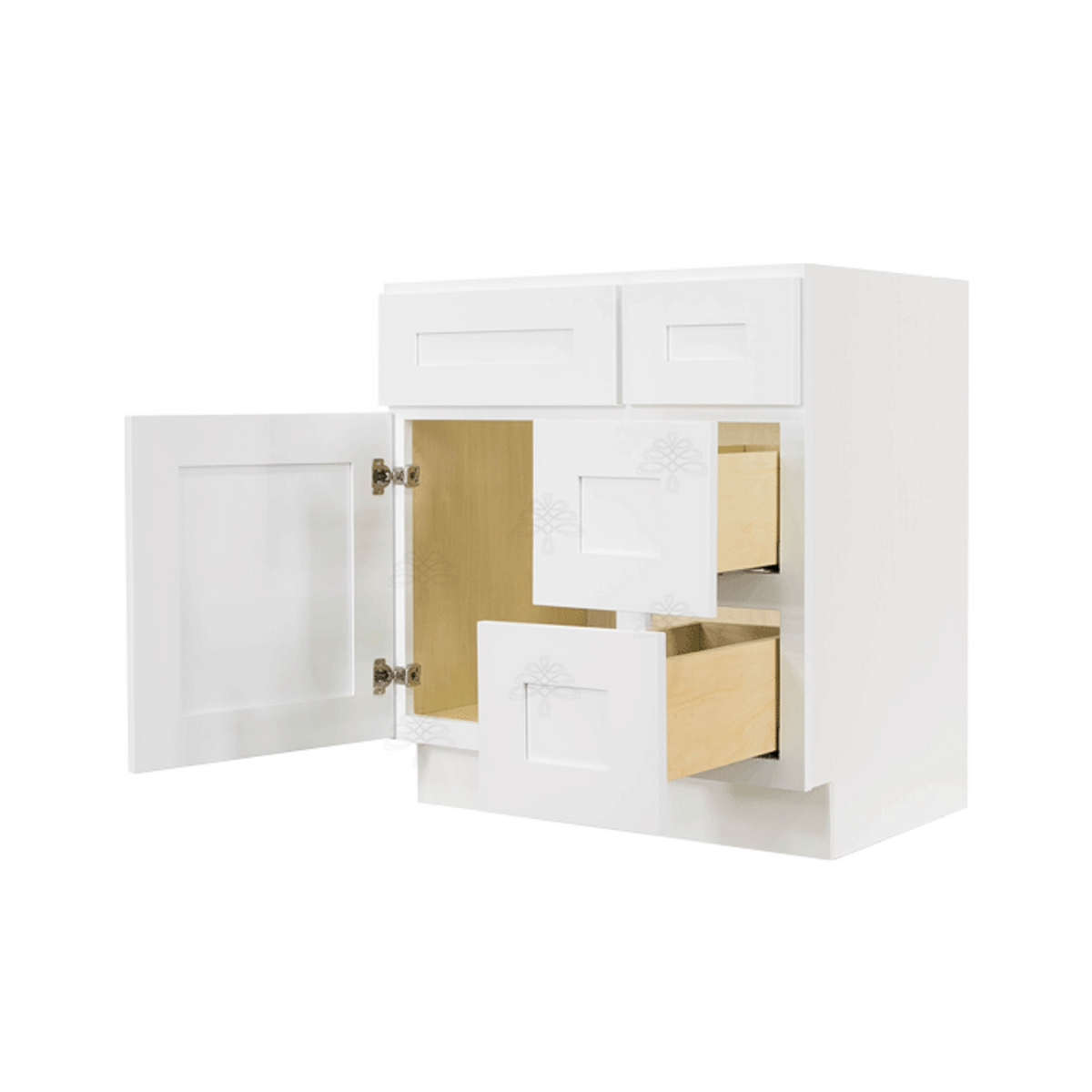 Lancaster Shaker White Vanity Sink Base Cabinet 1 Dummy Drawer 1 Door Rightside